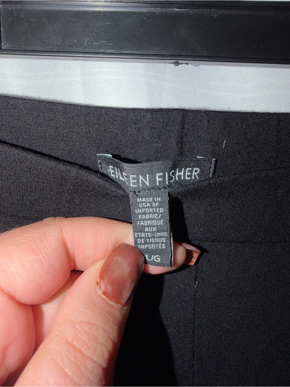Eileen Fisher Pants Black Stretch Ankle Straight Leg Pull on Work Wear Bottoms L